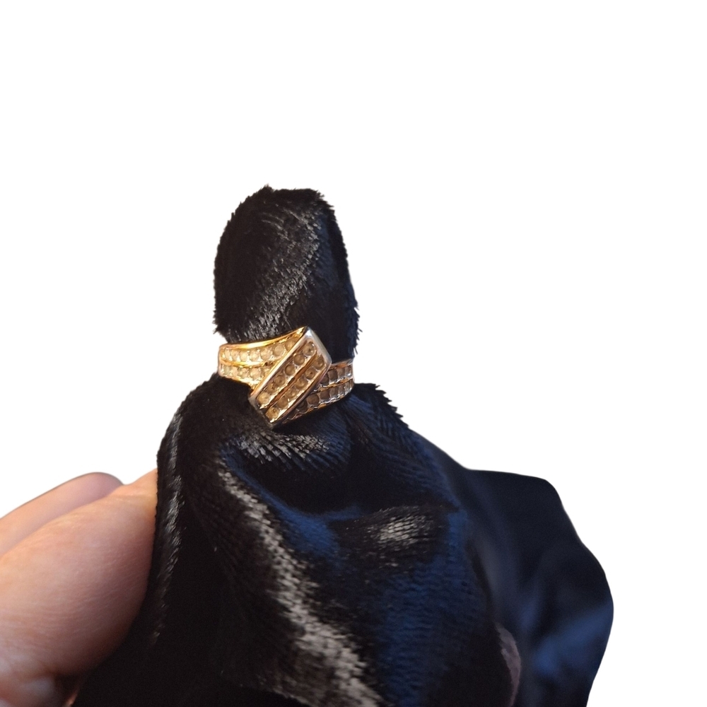 Plated Gold Ring with Crystal Accents Bold Statement Edgy Ladies 5 J Esposito